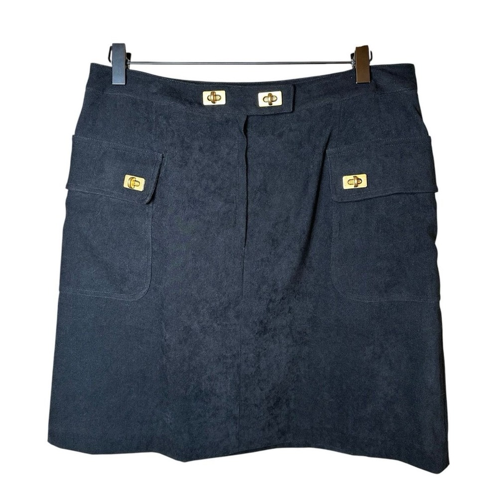 J.McLaughlin Black Faux Suede Mini Skirt Size 10 | Minimalist‎ Quiet Luxury Chic